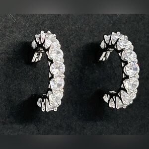 Silver diamond hoop earrings E12